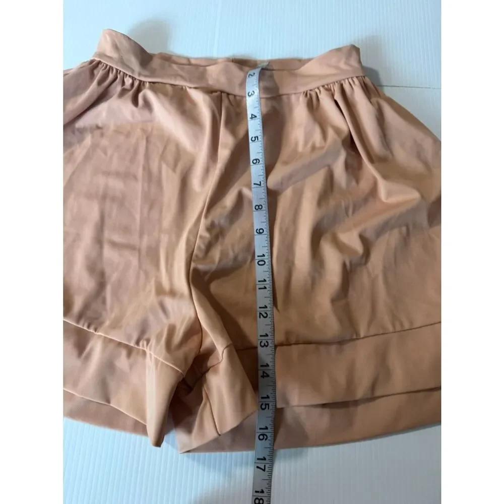 Kelle solo dance costume tan blush pink chasing clouds 2 piece leotard shorts MA